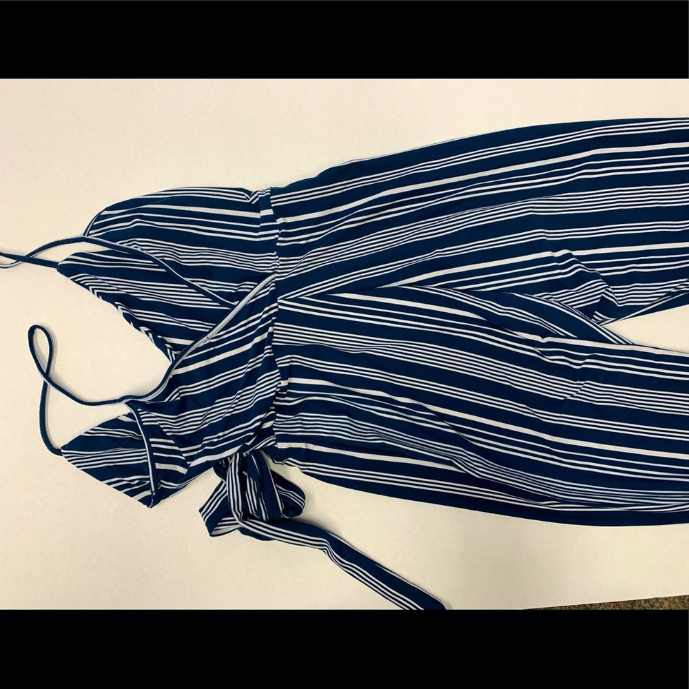 Blue & White Stripped Romper. SUPER soft! Size Medium